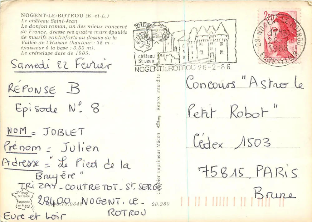 Kasteel Saint-Jean — Nogent-le-Rotrou — uitgever Cing - Achterkant