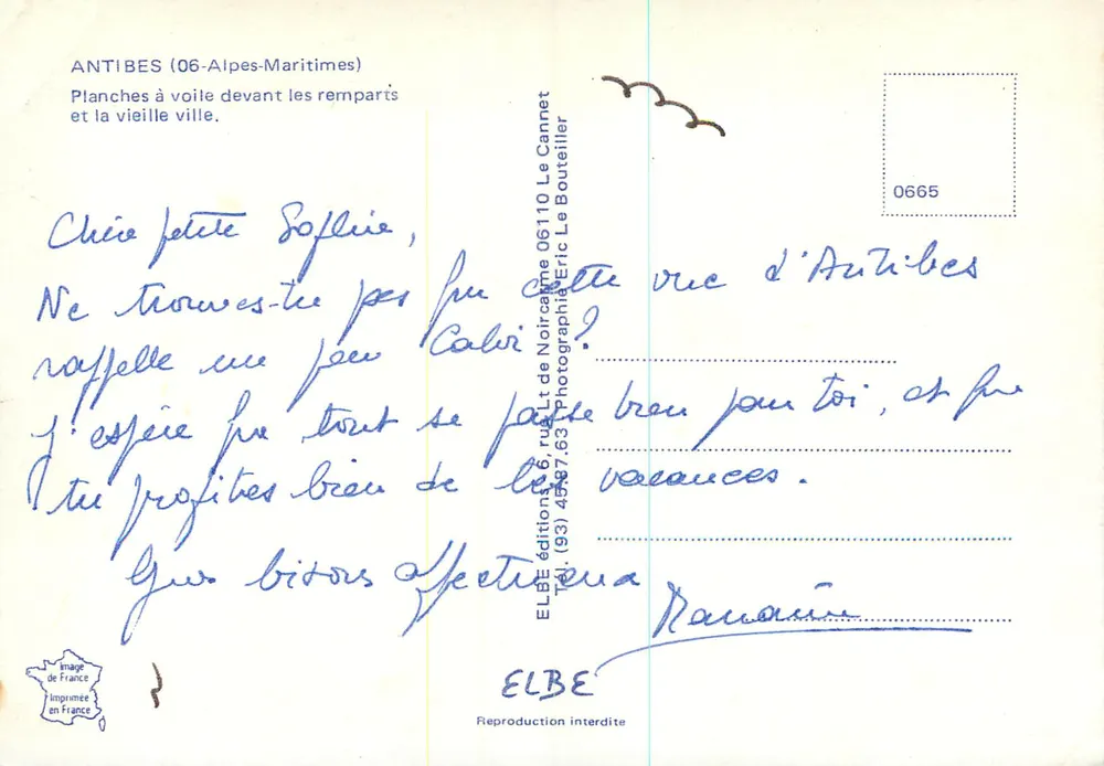 Antibes — Segelboote vor den Mauern und der Altstadt — Éditions ELBE - Rückseite