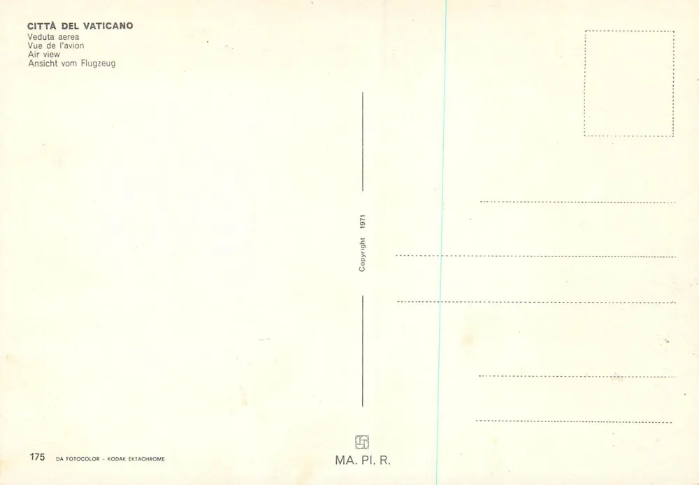 Cidade do Vaticano — vista aérea — MA. PI. R. n°175 - Verso