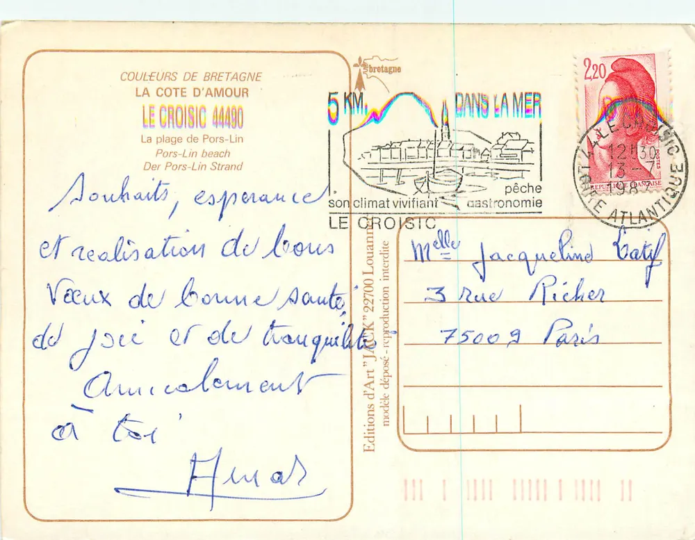 Pors-Lin — praia de Pors-Lin — Edições de Arte 'JACK' n°44490 - Verso