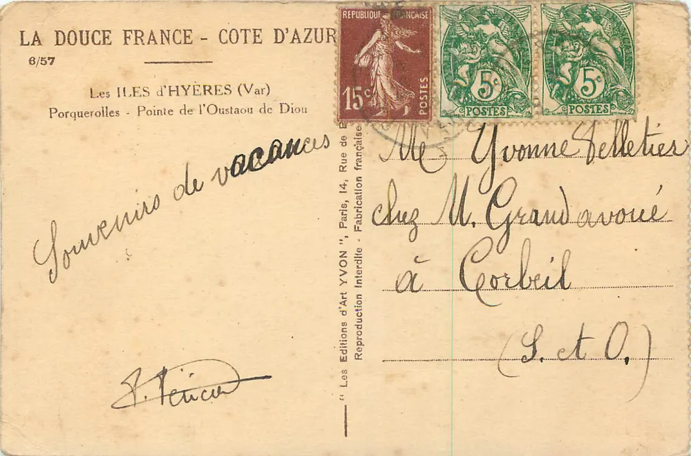 Les Îles d'Hyères - Pointe de l'Oustaou de Diou — Les Éditions d'Art YVON, n°6/57 - Rückseite