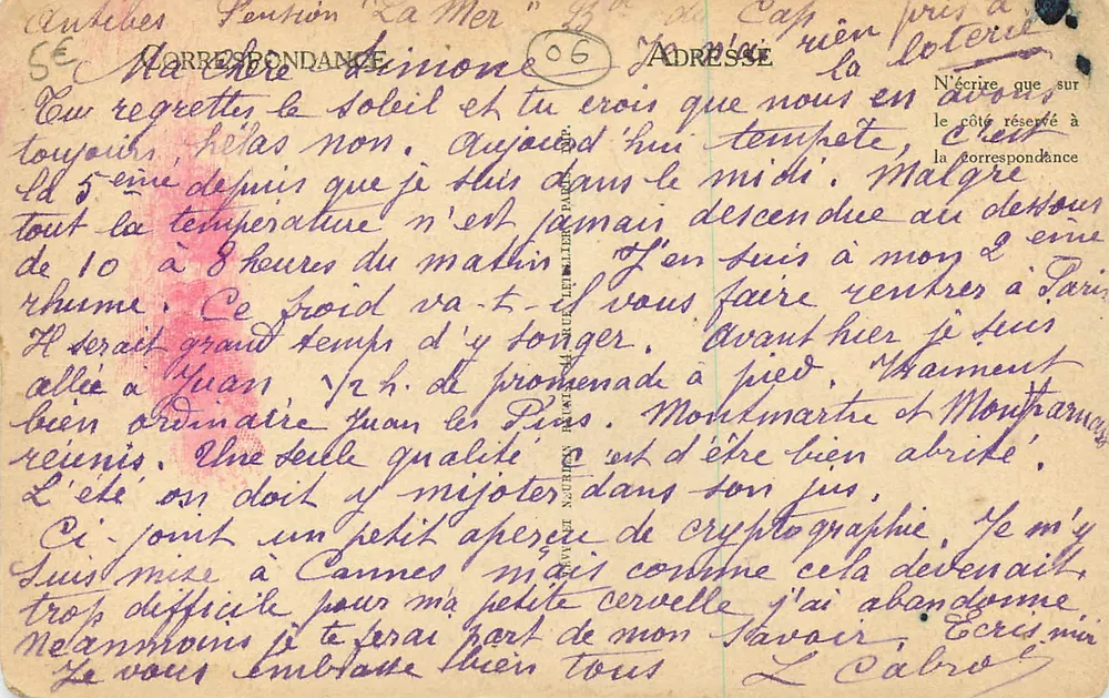 Juan-les-Pins — Un Coin de la Plage — LL - Verso