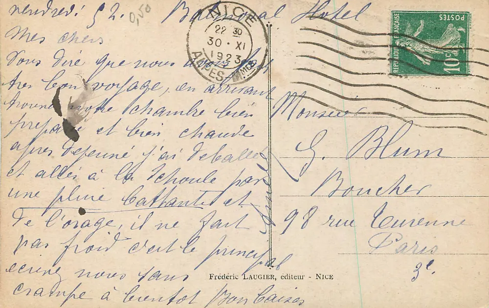 NICE (Alpes-Maritimes) - Avenida da Vitória e Igreja Nossa Senhora — B. Bysse, n°105 - Verso