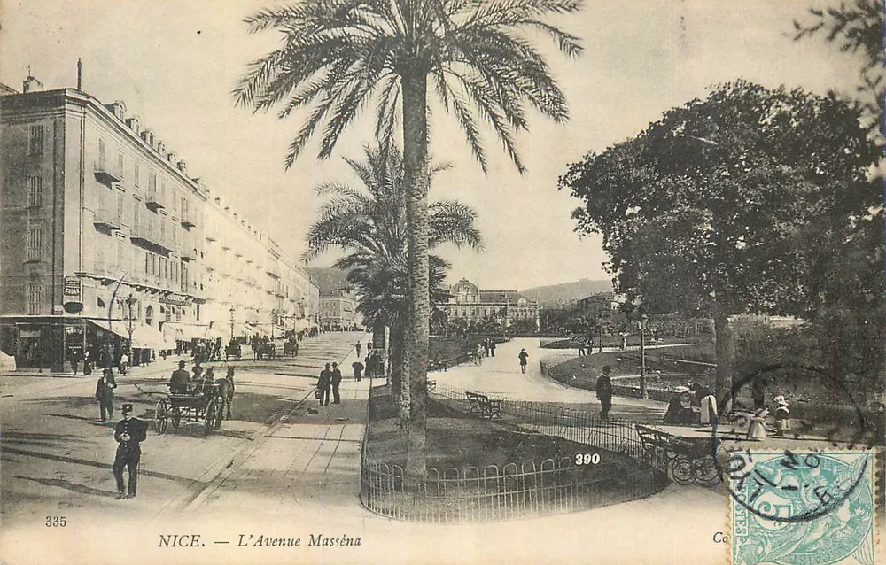 Nice — A Avenida Masséna — Editor desconhecido, n° 335 - Frente