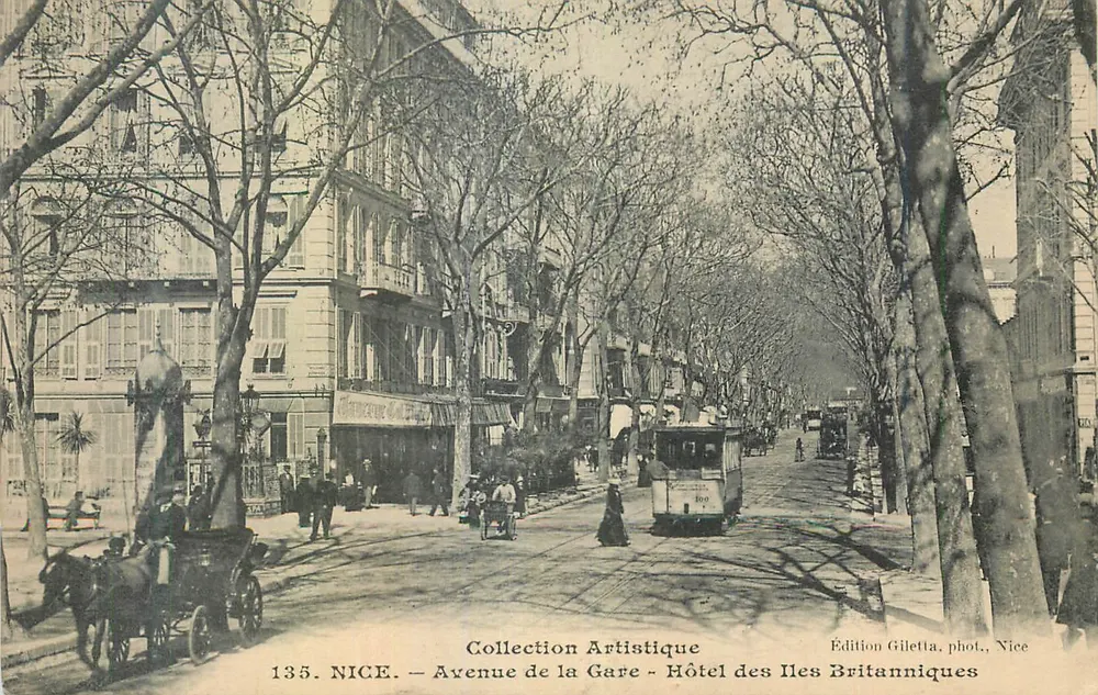 Nice — Avenue de la Gare — Hotel des Îles Britanniques — Edition Giletta, Foto., Nice - Vorderseite