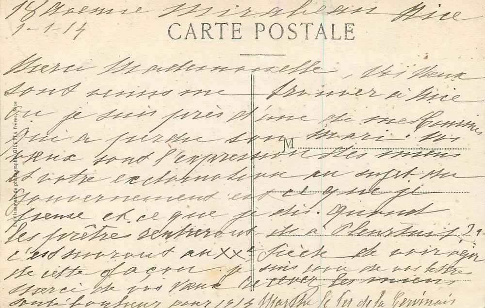 NICE — Avenue de la Gare — Uitgave Gilletta, n° 155 - Achterkant