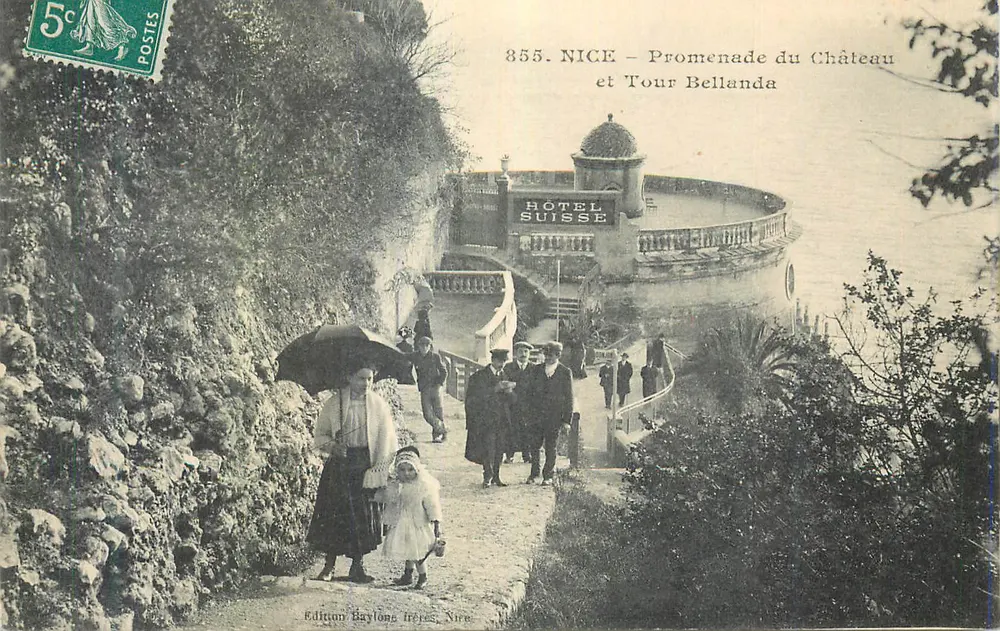 NICE – Promenade do Castelo e Torre Bellanda — Edição Baylone frères, Nice, n°855 - Frente