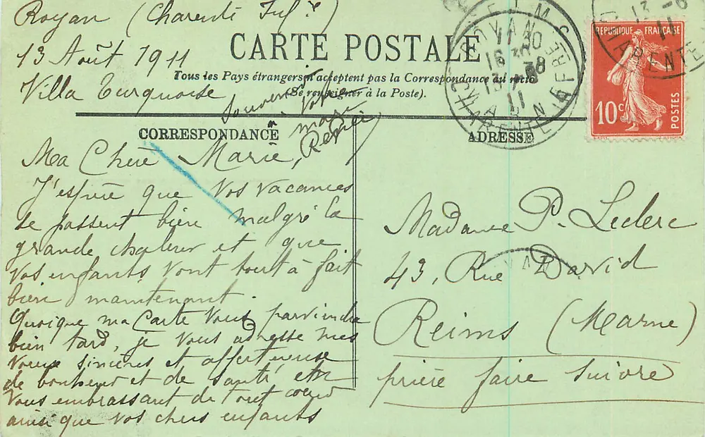 Ao redor de Royan — Vallières — O Rocha isolado — LL. — N° 176 - Verso