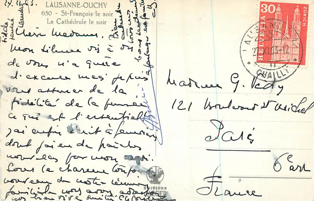 Lausanne-Ouchy — Die Kathedrale am Abend — Éditions Bernard - Rückseite