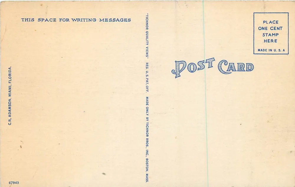 Luftbild, Venetianische und County Causeways, Miami Beach, Florida — C.R. Adamson, Nr. 334 - Rückseite