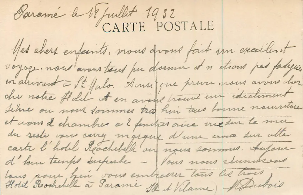 Emerald Coast - Côte d'Emeraude — Ansicht von Rochebonne an einem Sturmtag — Édition Guérin, St-Malo, Nr. 4369 - Rückseite
