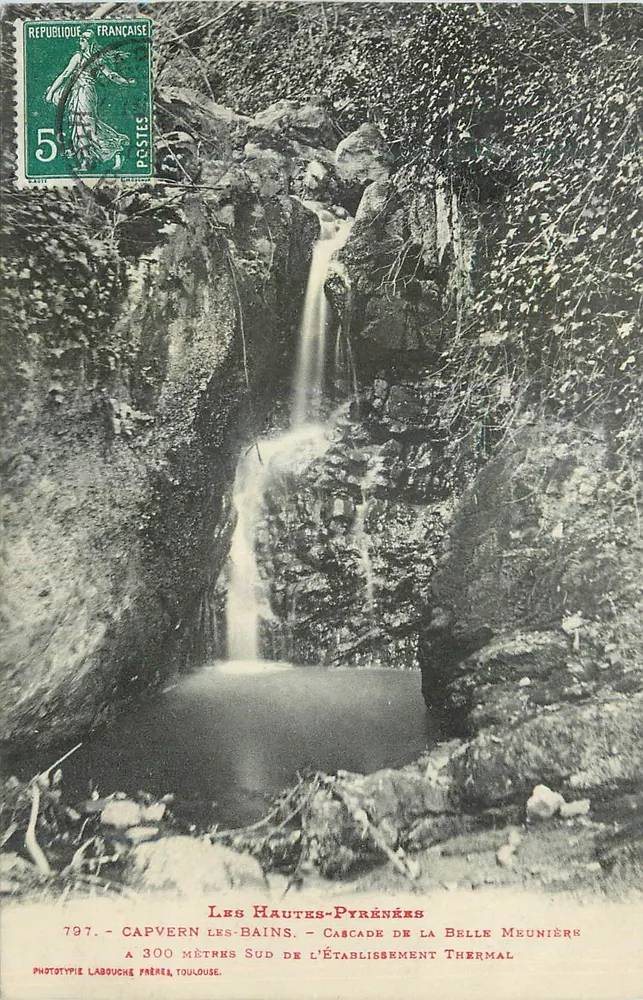 Les Hautes-Pyrénées — Cascade de la Belle Meunière à Capvern-les-Bains — Phototypie Labouche Frères, Toulouse, Nr. 797 - Vorderseite