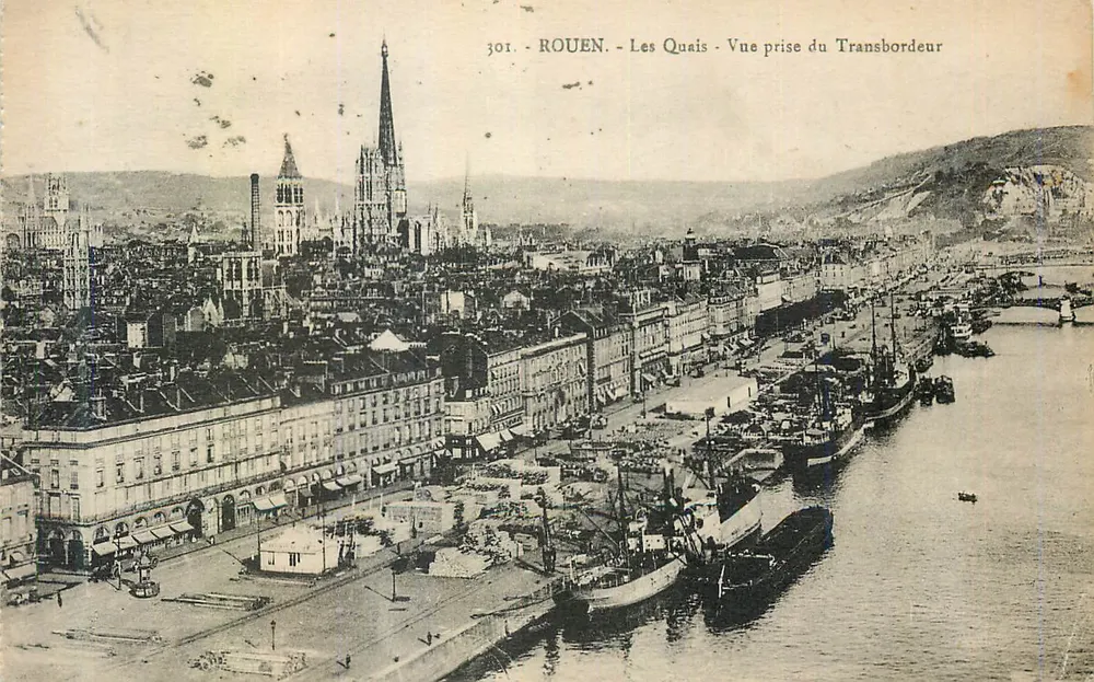 Rouen — Les Quais — Vue prise du Transbordeur — éditeur imprimeur non visible, n° 301 - Recto