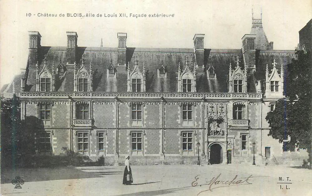 Schloss BLOIS, Flügel von Louis XII, Äußere Fassade — E. Marchat, n°10 - Vorderseite