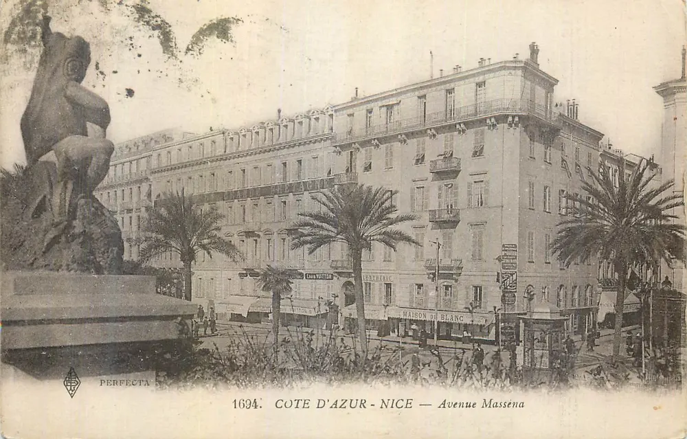 Avenue Masséna — Nice — Côte d'Azur — figura małpia — wydawca Perfecta, nr 1694 - Awers