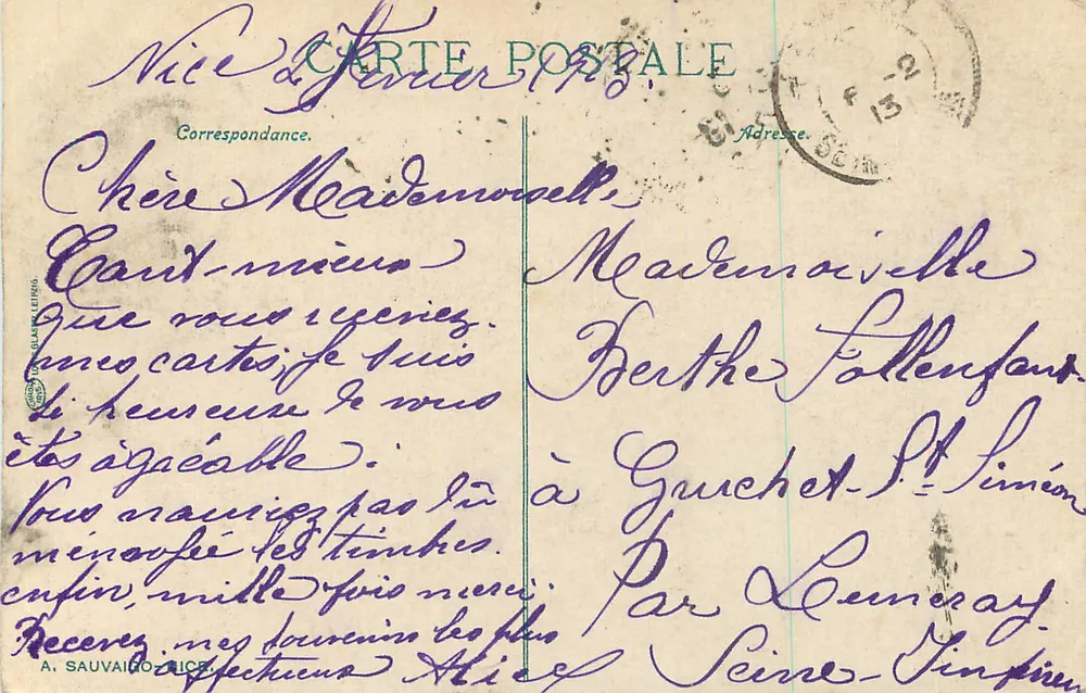 NICE. A Avenida Masséna — ND. Fot. n°539 - Verso