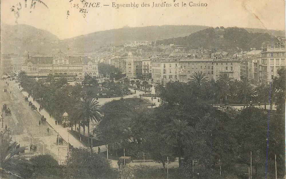 Nizza — Complesso dei Giardini e il Casinò — Editore: J. P. L. S. (n° 25) - Recto