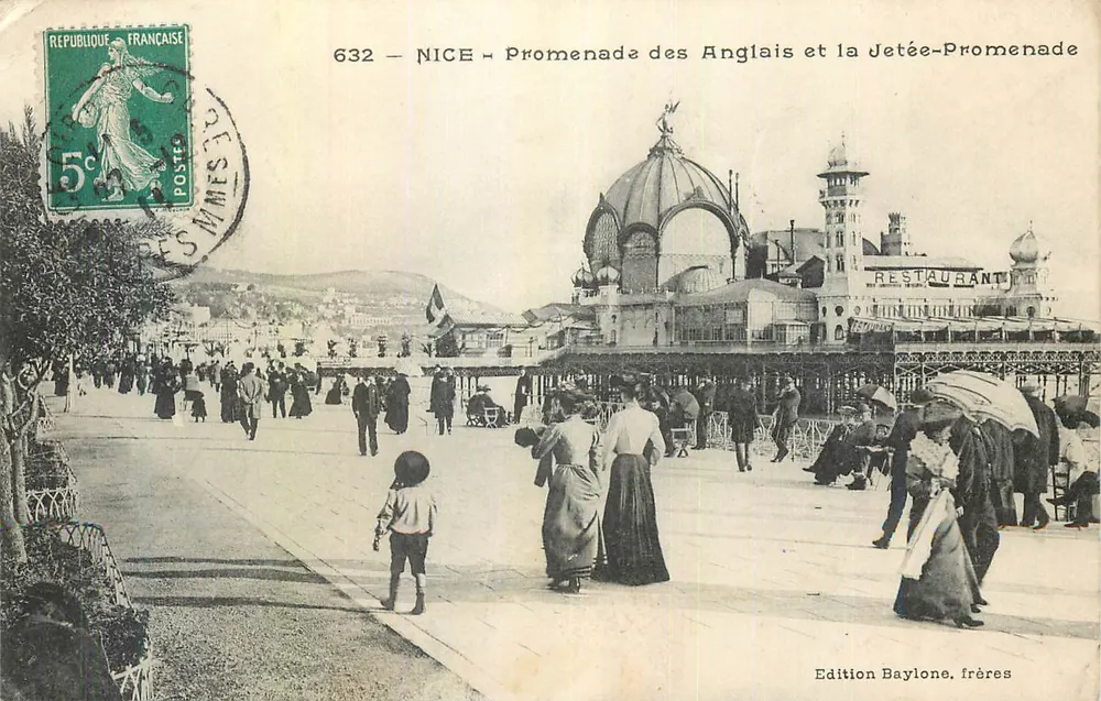 NICE - Promenade des Anglais et la Jetée-Promenade — Edition Baylone, frères, n° 632 - Recto