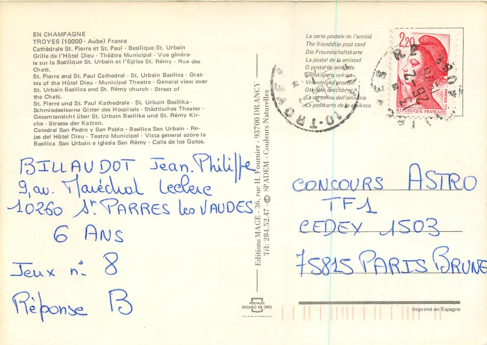 Panorama de Troyes — Edições MACE - 93700 Drancy - Verso