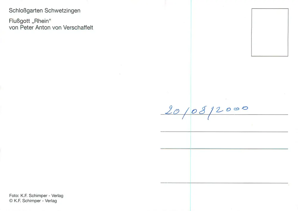 Flußgott „Rhein“ — Jardins do Castelo de Schwetzingen — K.F. Schimper - Verlag - Verso