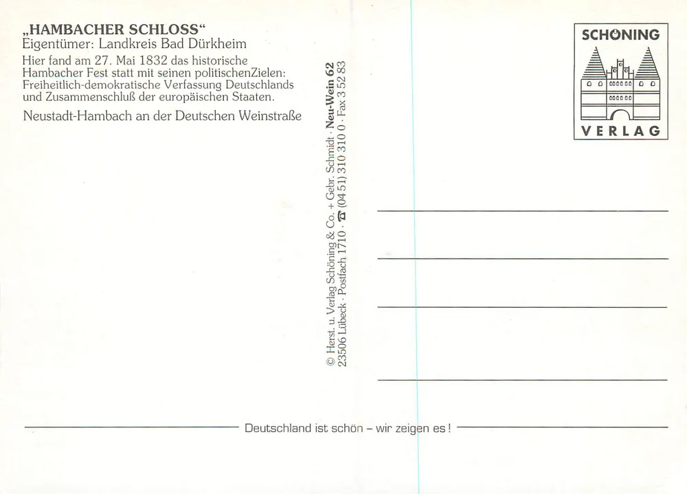 Festival de Hambach — 27 de maio de 1832 — Schöning Verlag - Verso