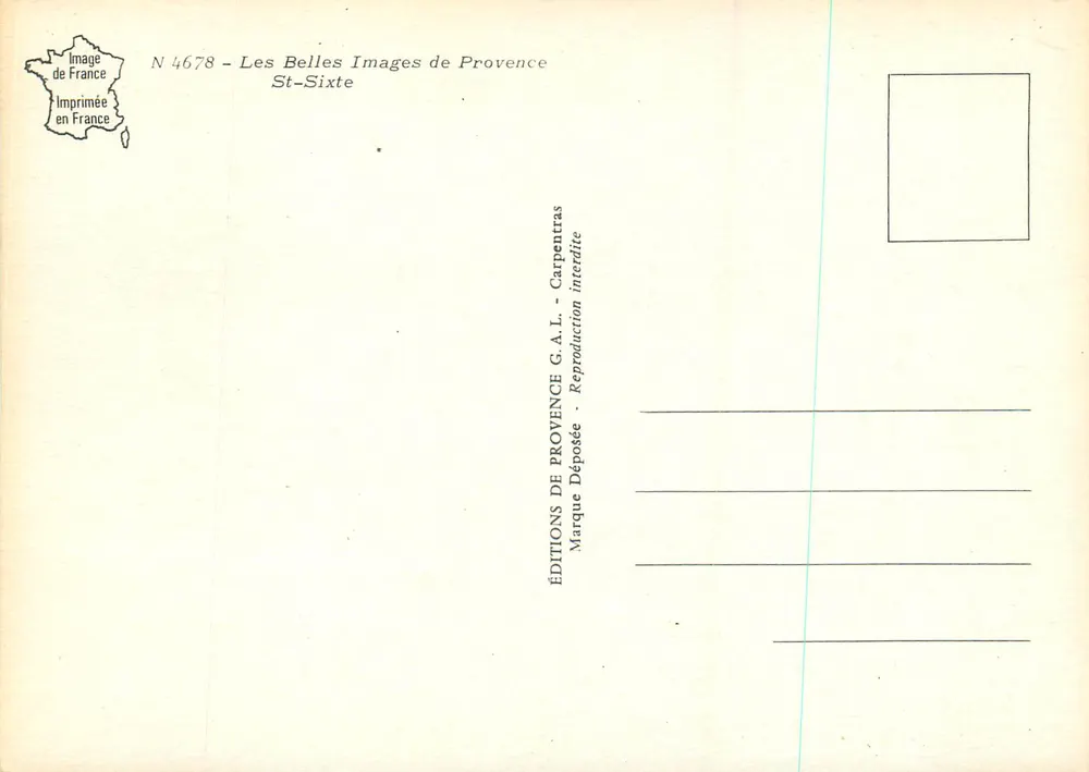 Capela de São Sixto — Provença — Éditions de Provence - Verso