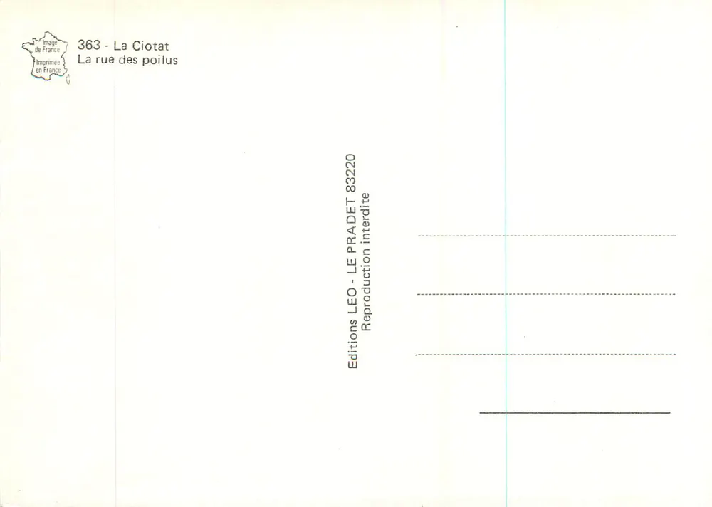 La rue des poilus — La Ciotat — Editions LEO - Rückseite