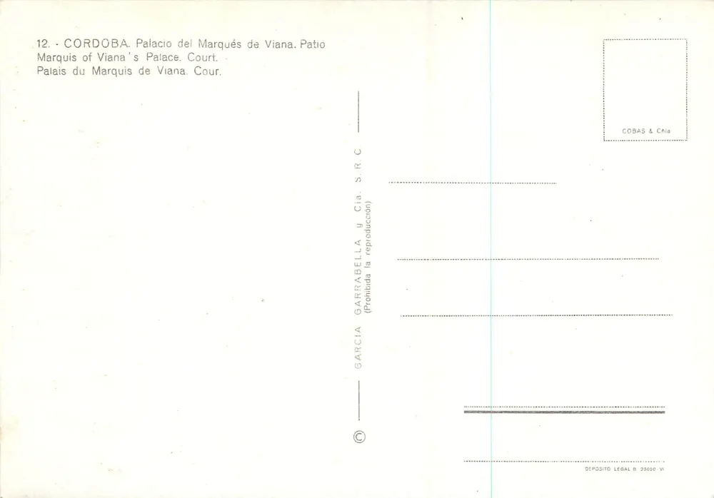 Cordoba - Palacio del Marqués de Viana. Hof — Verlag COBAS & Cia. S.R.C. n°12 - Rückseite