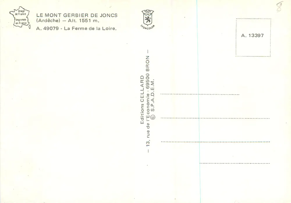 A Fazenda da Loire — Mont Gerbier de Joncs — Edições Cellard - Verso
