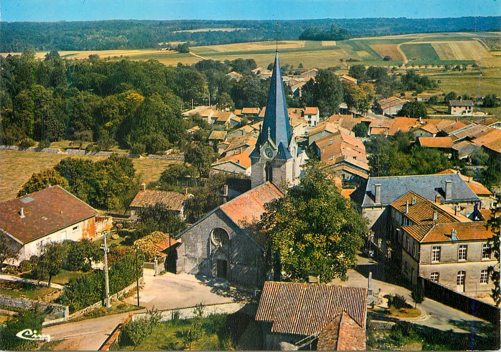 Dammarié-sur-Saulx — Vue aérienne - L'église — Combiér Imprimeur Mâcon - Recto
