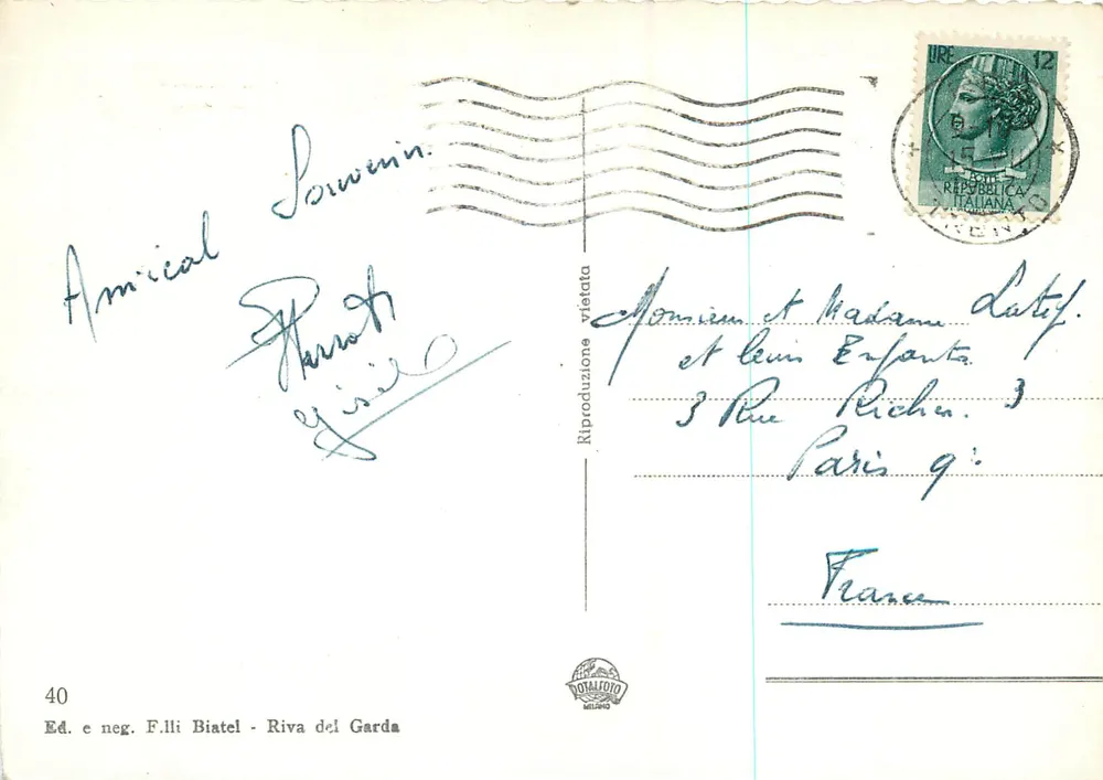Riva del Garda — panorama — Ed. e neg. F.lli Biatel - Riva del Garda - Verso