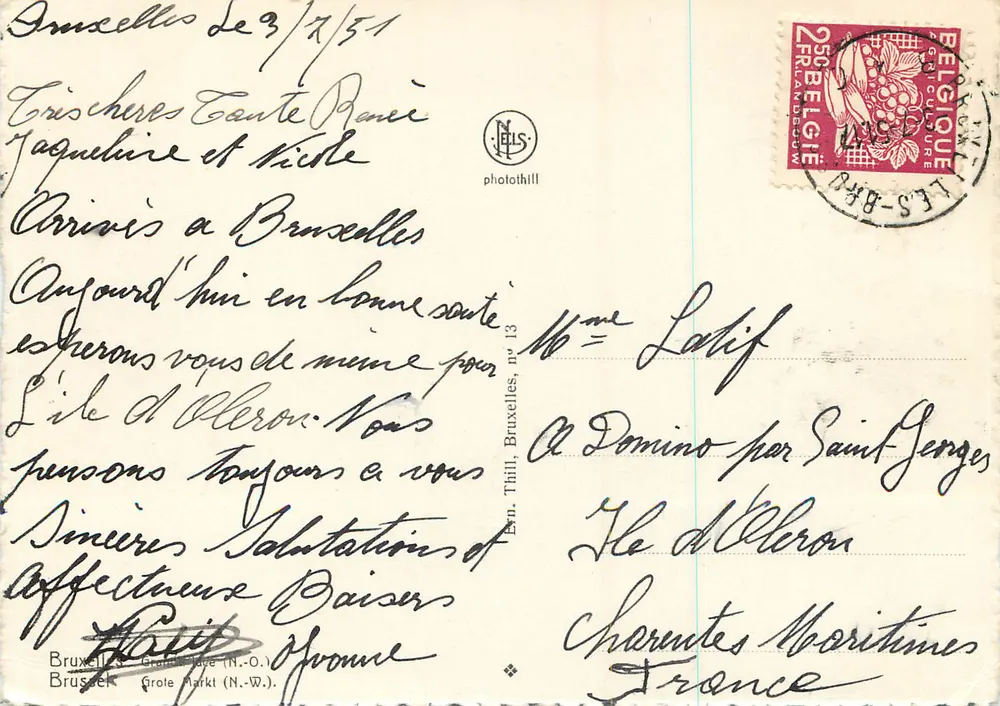 Place du Grand Marché — Brukselka — Exn. Thill, n°13 - Rewers