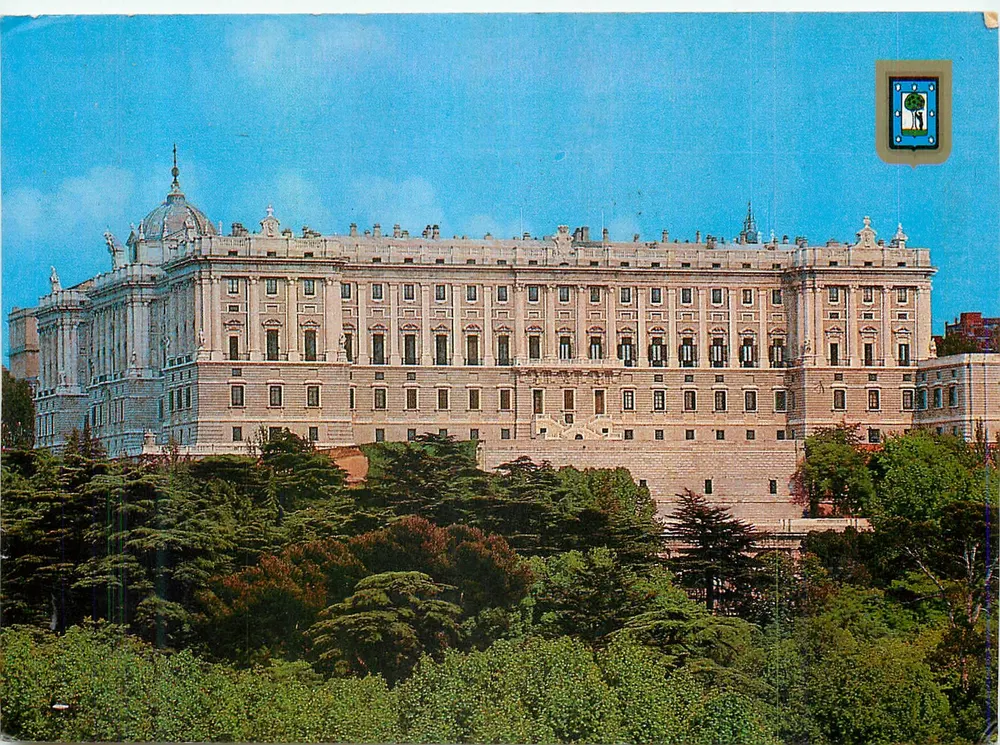 Pałac Królewski w Madrycie — widok panoramiczny — Dominguez - Madryt, nr 214 - Awers