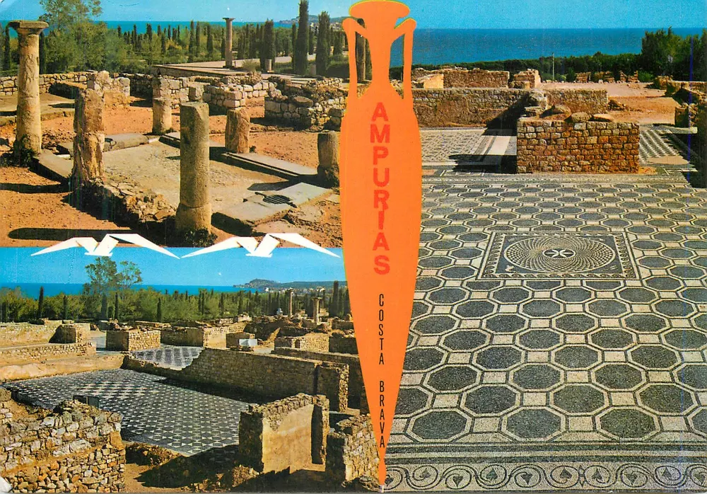 Ampurias (Costa Brava) — Ruines et mosaïques romaines — FOTO POSTAL - Recto
