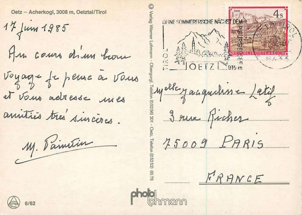 Oetz — Acherkogel, 3008 m, Oetztal/Tirol — Verlag Werner Lohmann, 6/62 - Verso