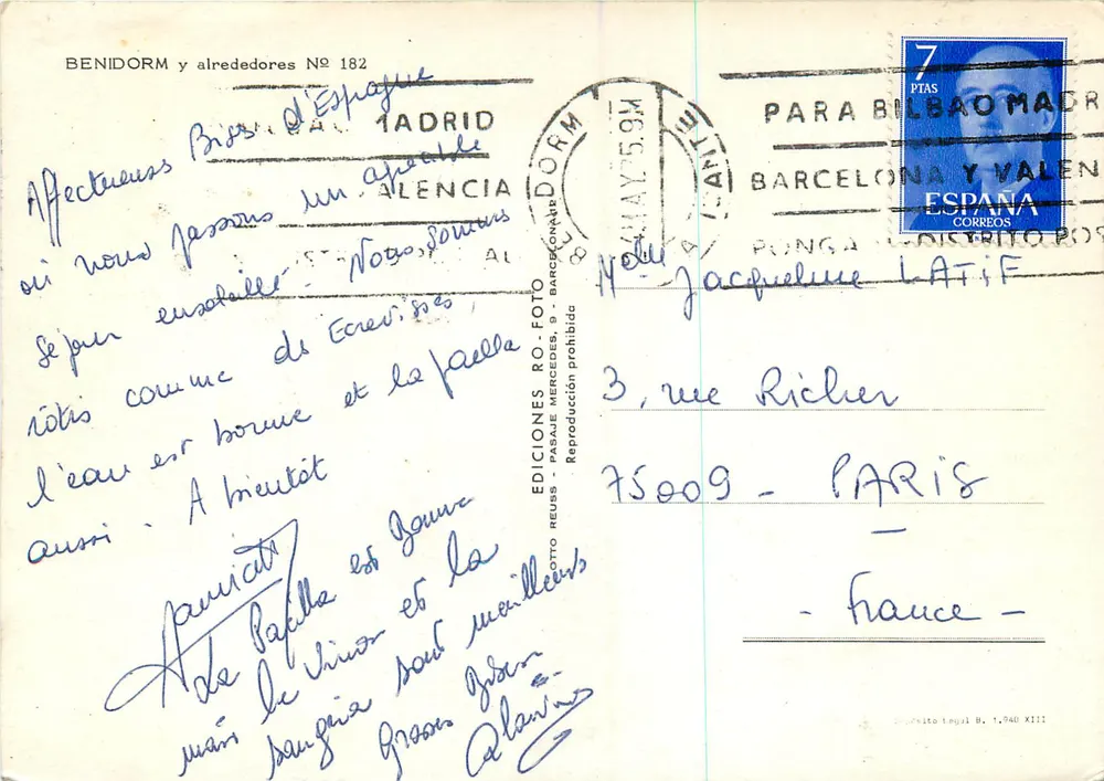 Guadalest, Algar, Polop, Altea, Benidorm, Calpe — Benidorm e alrededores N° 182 — Edições Reuss - Verso