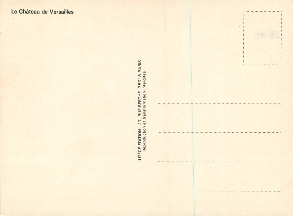 Castelo de Versalhes — vista da fonte e das estátuas — Brunet - Verso