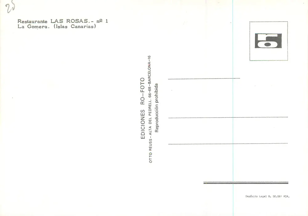 Les Rosas — Restaurante em La Gomera — Éditions Reuss - Verso