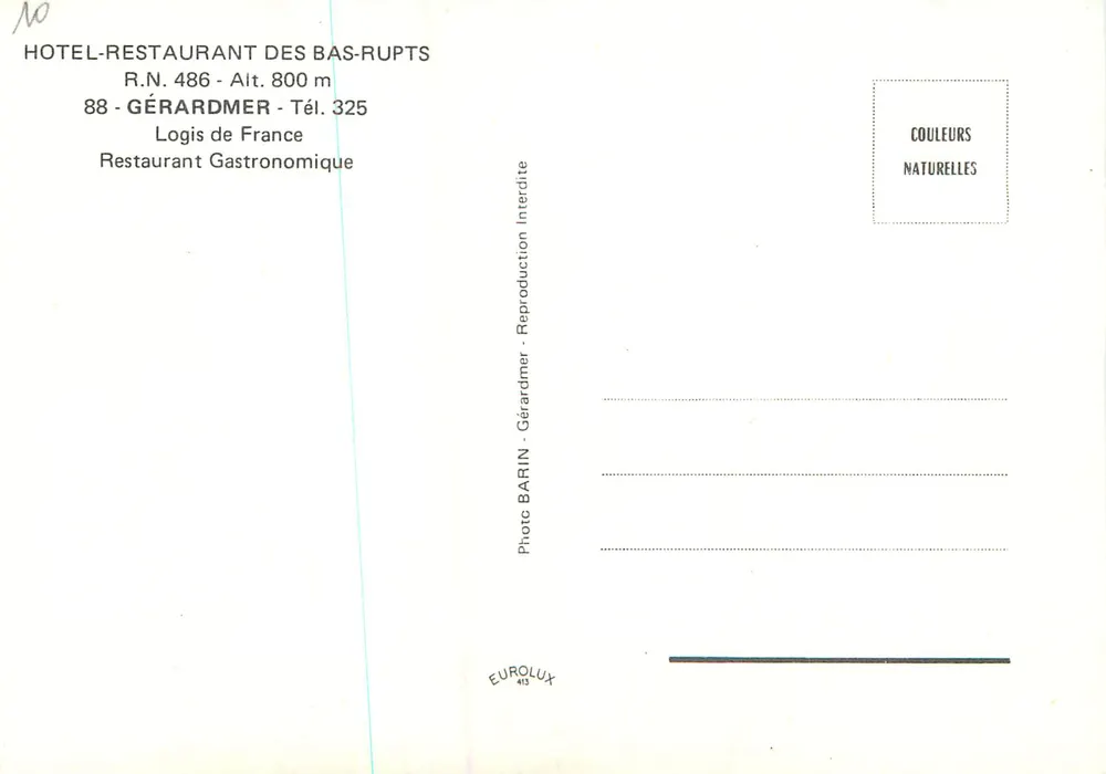 Hôtel-Restaurant des Bas-Rupts — Gérardmer, France — Photo BARIN - Verso