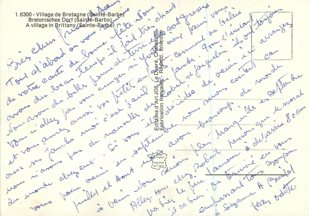 Vila da Bretanha (Sainte-Barbe) — Edições d'Art JOS, Châteauroux — n° 1.6300 - Verso