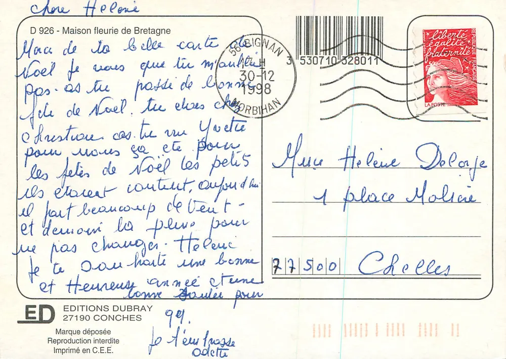 Casa florida da Bretanha — Edições Dubray, n° D 926 - Verso