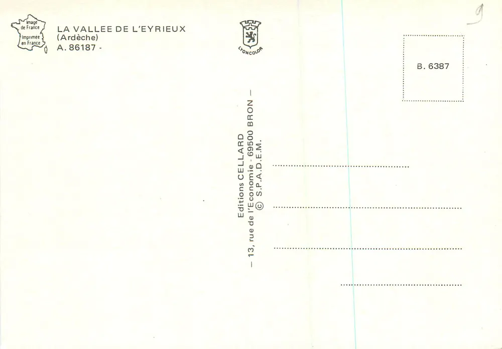 A Valle do Eyrieux — Ardèche — Edições Cellard Bron - Verso