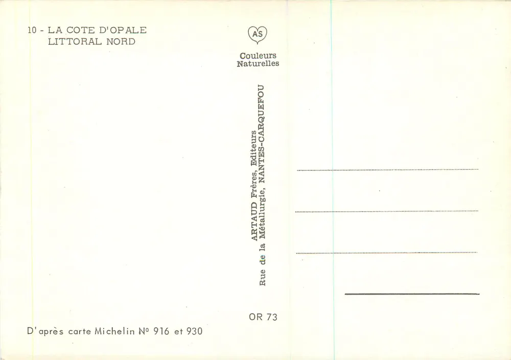 Côte d'Opale — Nordküste — Artaud Frères, Nantes - Rückseite