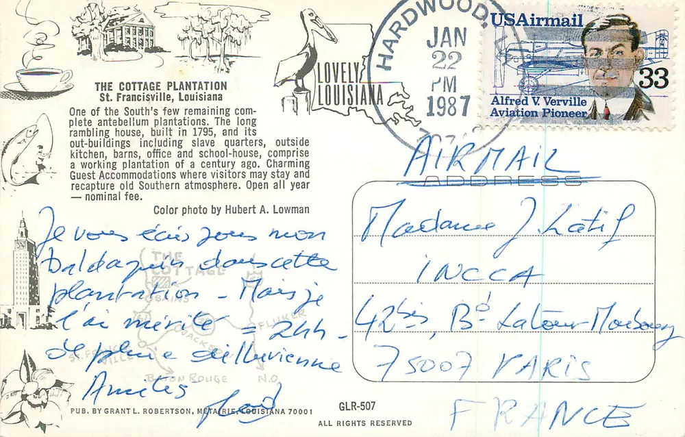 Das Cottage Plantation — St. Francisville, Louisiana — Verlag Grant L. Robertson, GLR-507 - Rückseite