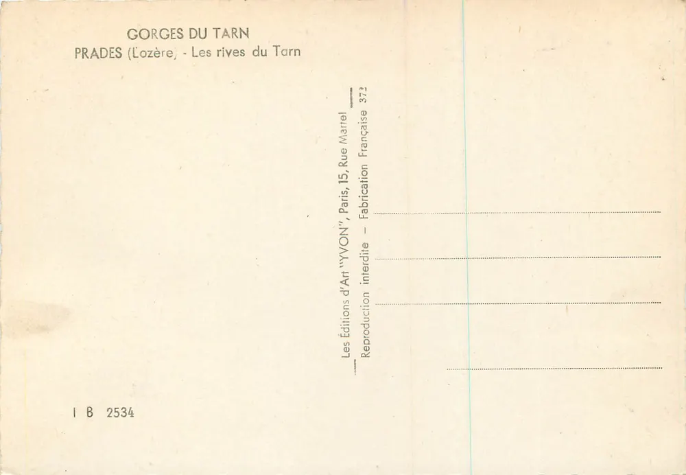 Gorges du Tarn — Praudes (Lozère) — Éditions YVON - Verso