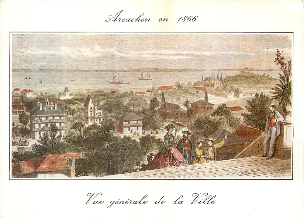 Arcachon em 1866 — Vista geral da Cidade — Editor: Élécécoen - Frente