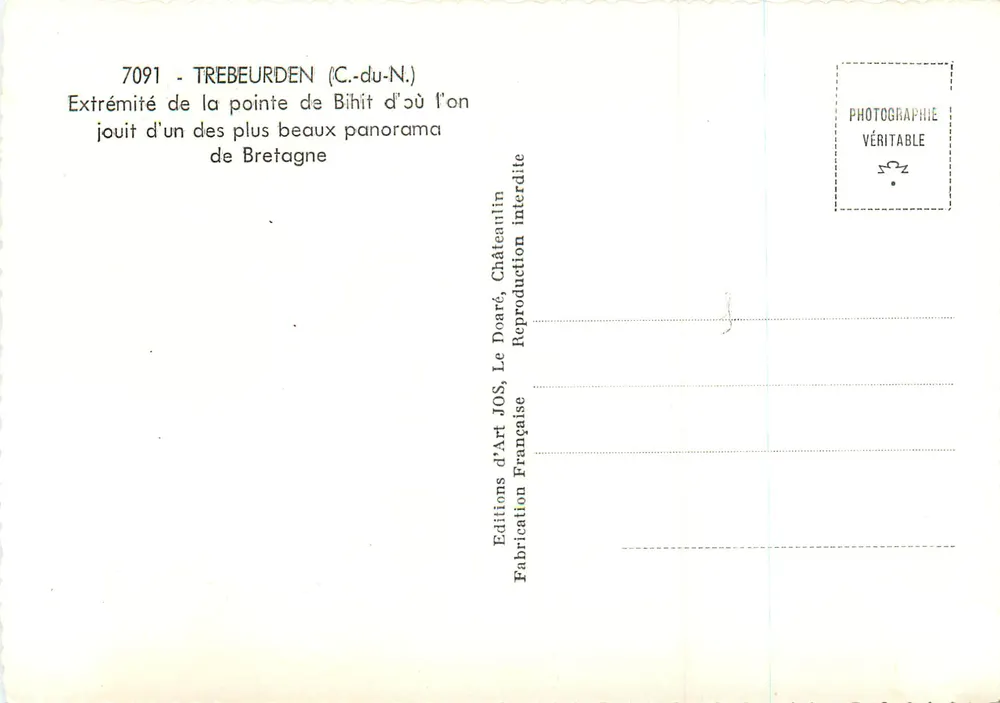 Trebeurden (C.-du-N.) — Spitze von Bihit — Éditions d'Art JOS - Rückseite