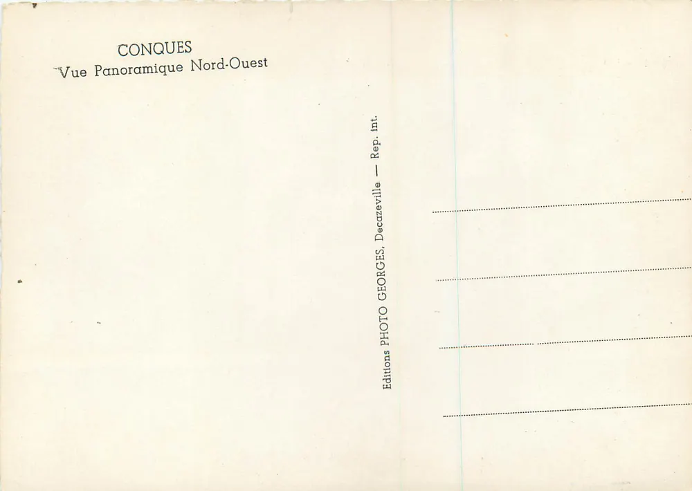 Conques — Panoramische uitzicht noordoost — Uitgaven Georges Decarzeville - Achterkant
