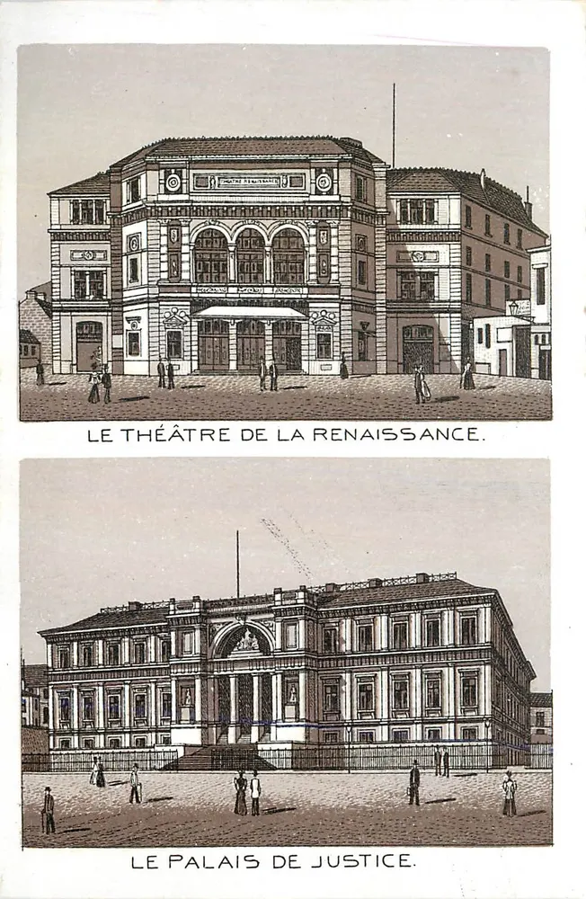 Le Théâtre de la Renaissance — Le Palais de Justice — Éditeur non visible - Recto