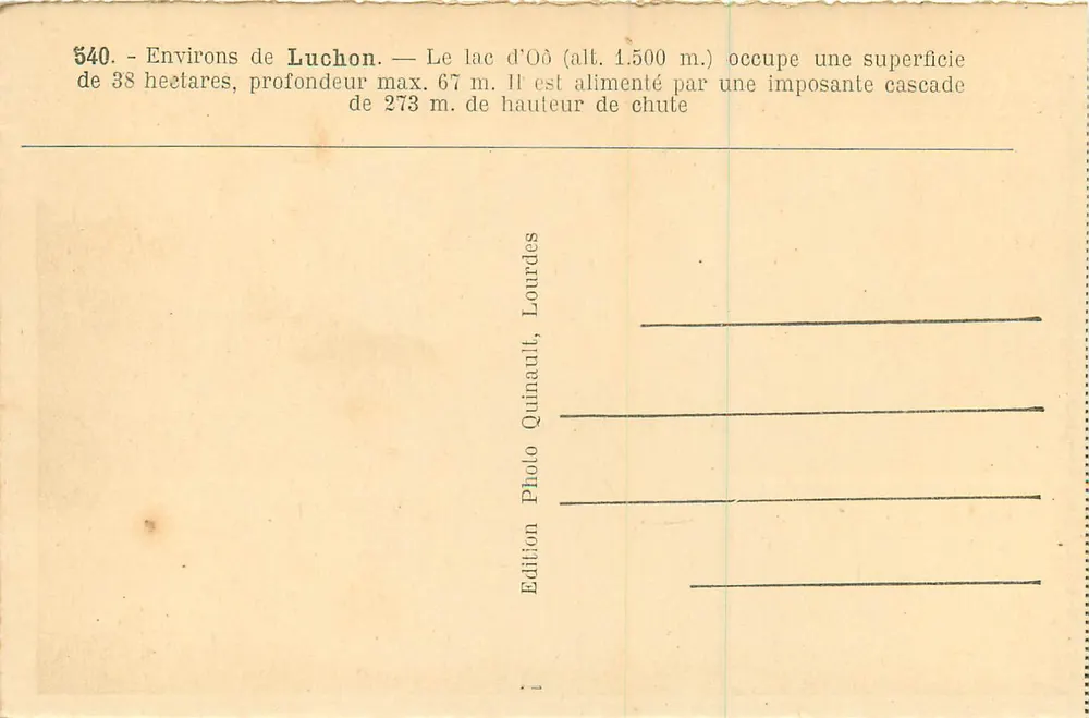 See d'Oô — Umgebung von Luchon — Édition Lourdes, Quinault - Rückseite